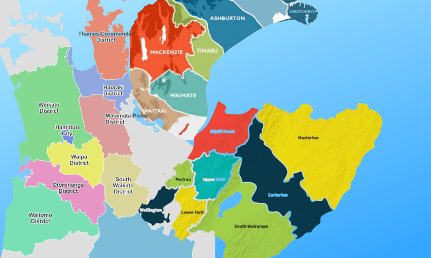 An artist’s interpretation of council amalgamation proposals (Design: The Spinoff)