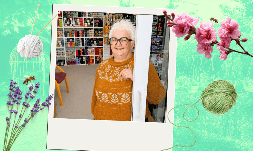 Knitting enthusiast Jan Aiken (Photo: Jan Aiken / Design: Tina Tiller) 
