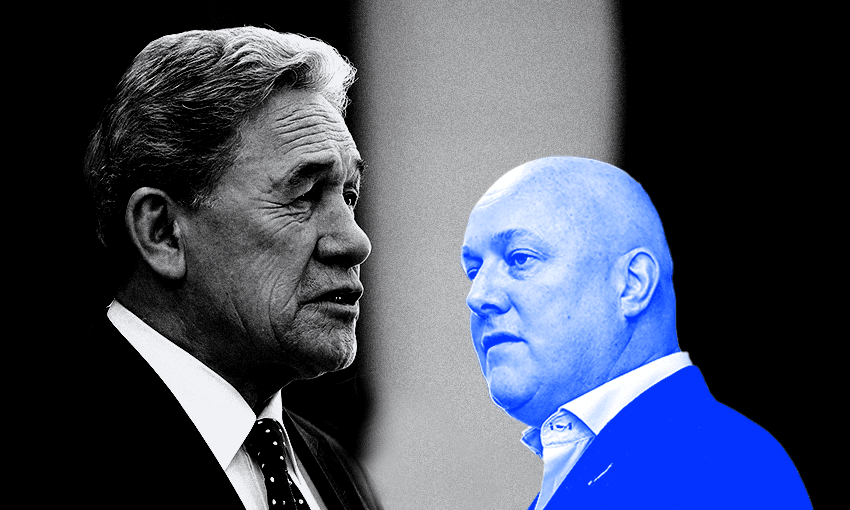 Foreign minister Winston Peters and prime minister Christopher Luxon. Image: The Spinoff 
