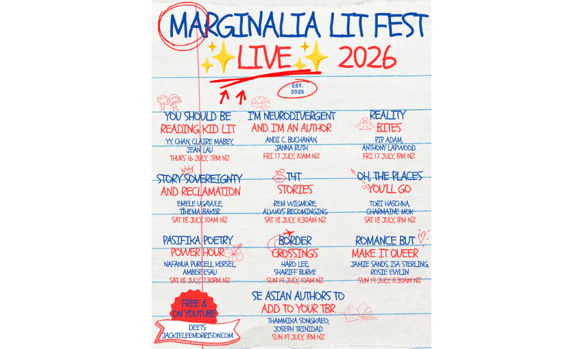 A promotional image for the Marginalia Live Lit Fest showing the full line up of events.