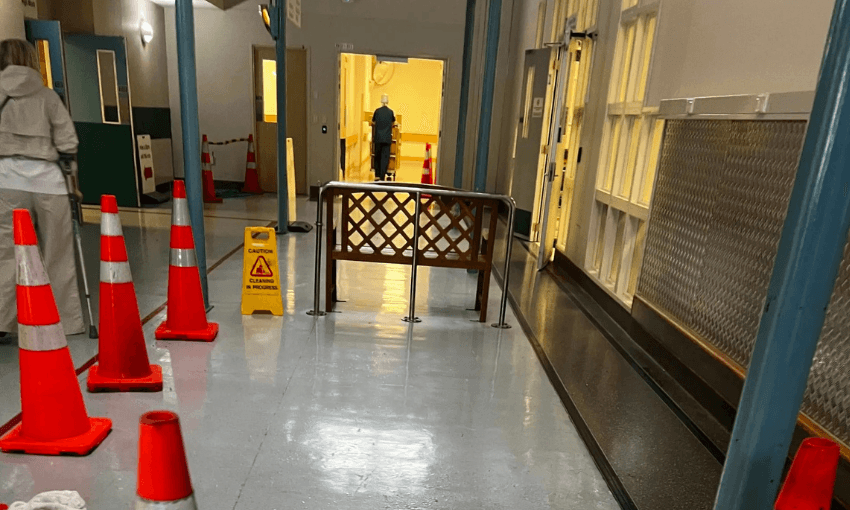 A leak at Hutt Hospital (Photo: RNZ) 

