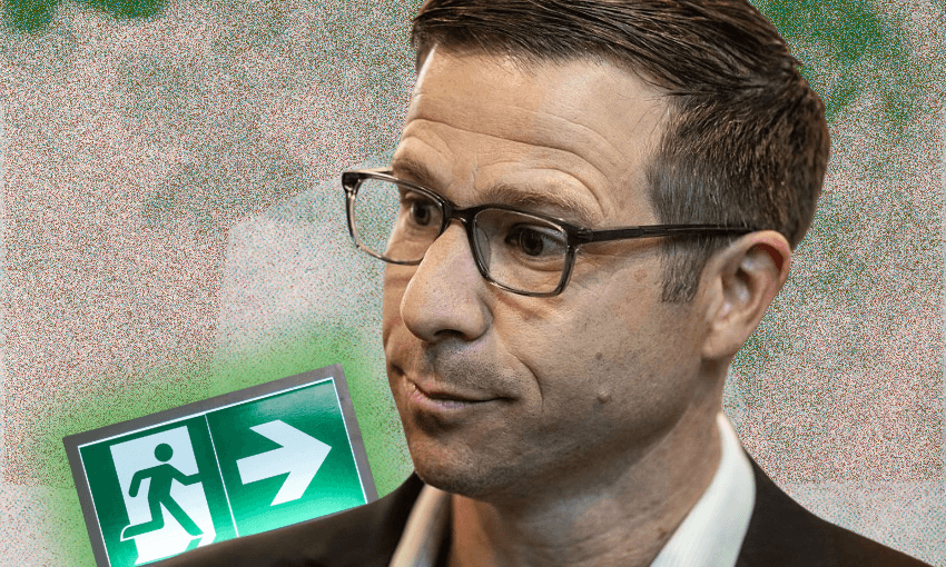 Chris Penk’s political career is over. Was dumping him the right move? (Photo: Getty Images. Composite image: The Spinoff) 
