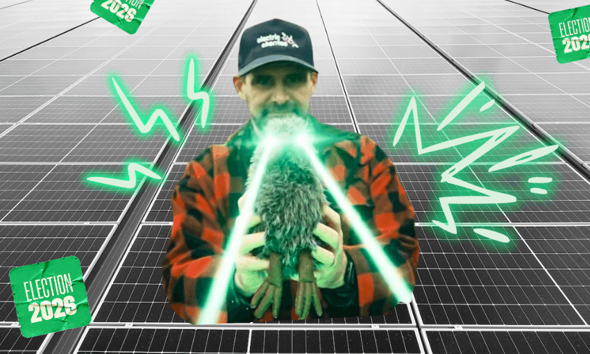 Mike Casey, pictured promoting a Laser Kiwi themed fundrasing drive. 
