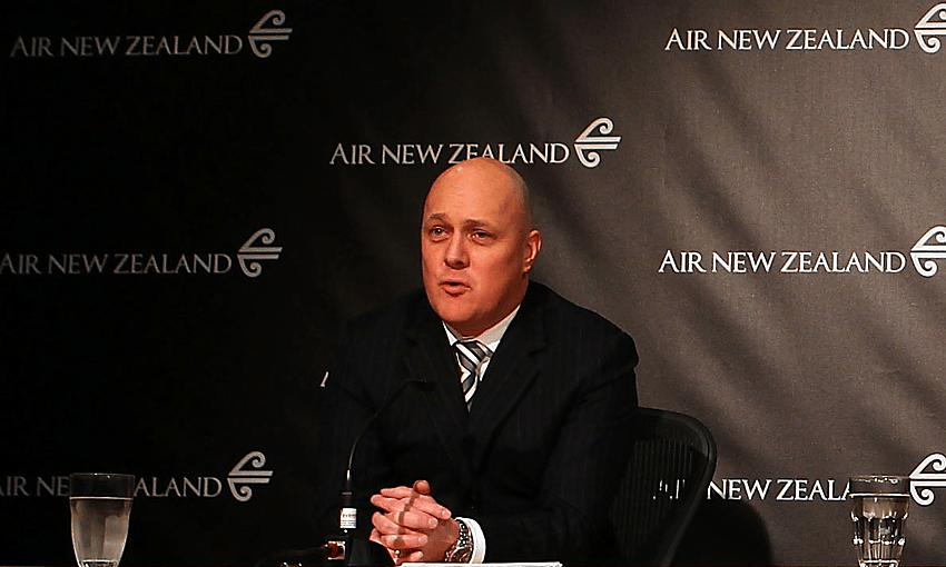 Christopher Luxon in 2012 at the press conference announcing his appointment as CEO of Air NZ. Photo: Simon Watts/Getty Images