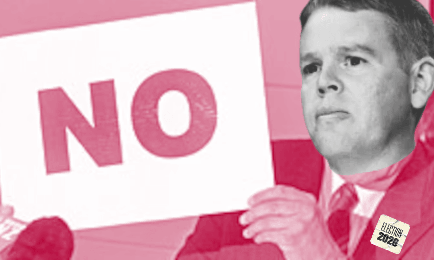Chris Hipkins’ official message to NZ First (Design: The Spinoff) 

