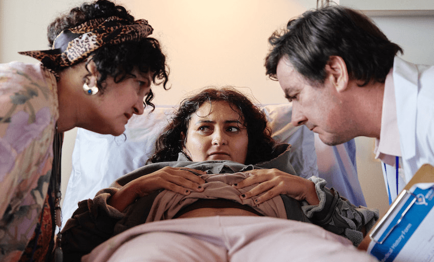 Yvette Parsons, Hannah Lynch and Jonny Brugh in Mum, I’m Alien Pregnant. (Photo: Supplied) 
