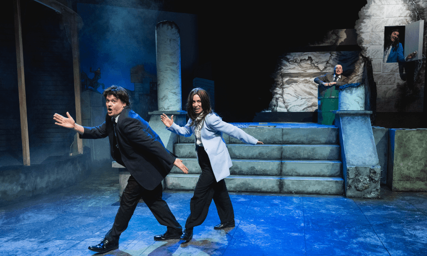 The fake Nicola Willis and Chris Bishop perform a tap dance number. (Photo: Rebecca McMillan)