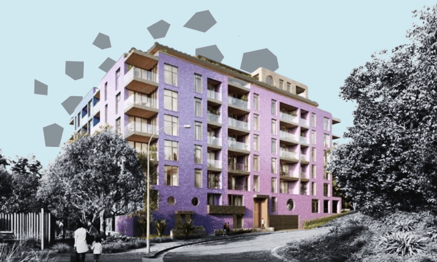 Ockham’s Kubrick apartment building in Freemans Bay. (Image: Auckland Council / The Spinoff)