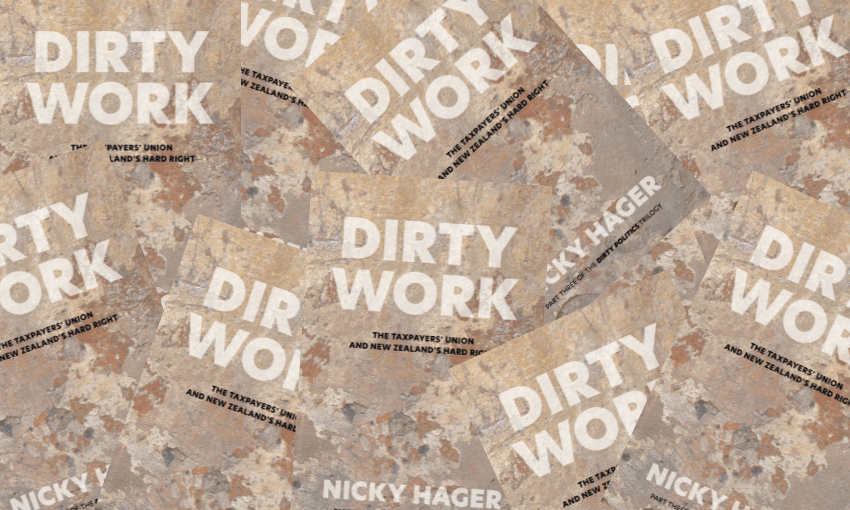 A collage of the book cover of Dirty Work by Nicky Hager.