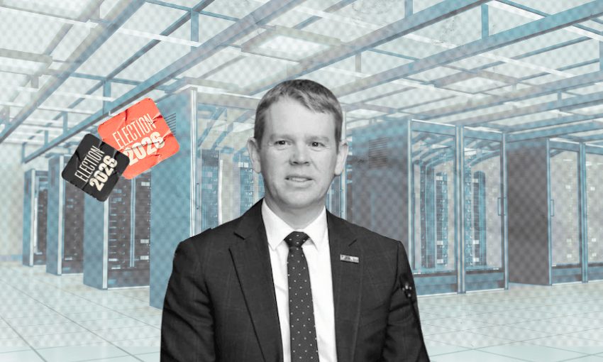 Labour leader Chris Hipkins (Photo: supplied. Design: The Spinoff) 
