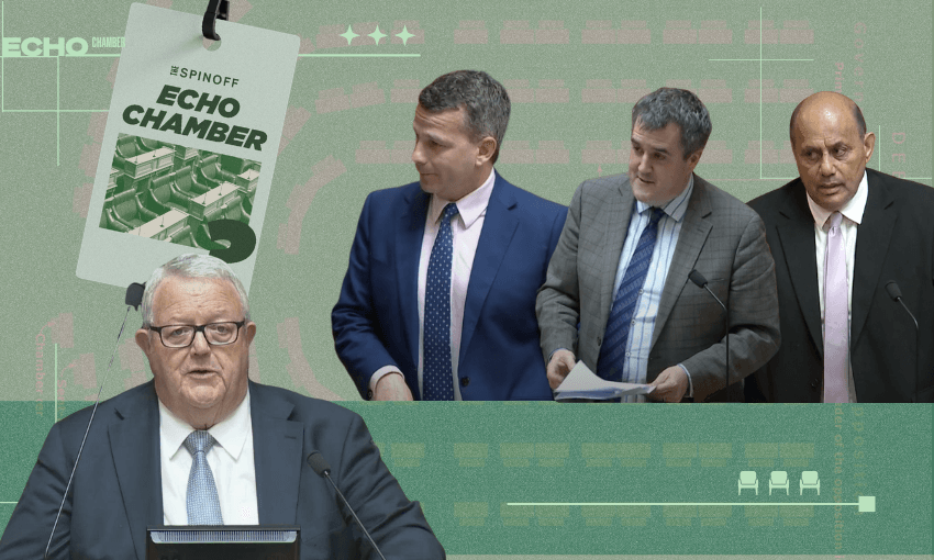 Gerry Brownlee, David Seymour, Chris Bishop and Willie Jackson. (Photo: Parliament TV)