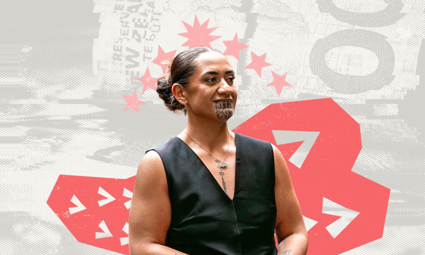 Kuīni Ngawai hono i te po celebrates her second Koroneihana as the Māori monarch this week. (Photo: Kīingitanga. Additional design: Emily Wong). 
