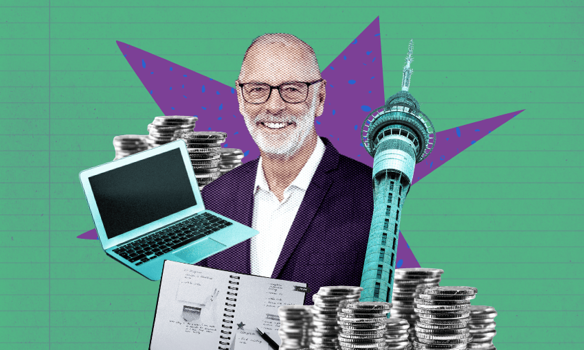 Mayor Wayne Brown: chief cheerleader for Auckland’s startup economy (Photos: Getty Images, supplied. Composite image: The Spinoff)