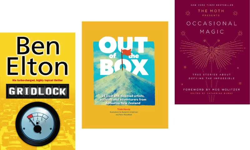 Three book covers descending.