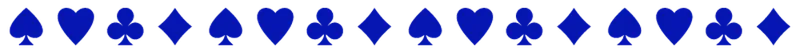 A line of dark blue card suit symbols – hearts, clubs, diamonds and spades