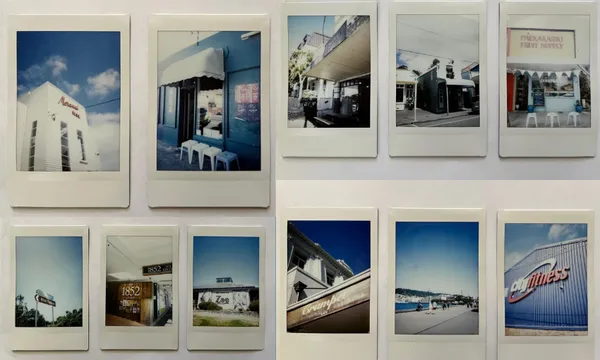 a collage of polaroid photos showing various locations around Wellington