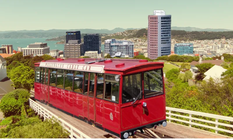 The view of Wellington from the Cable car with buildings behind it. Everything has been enlarged.