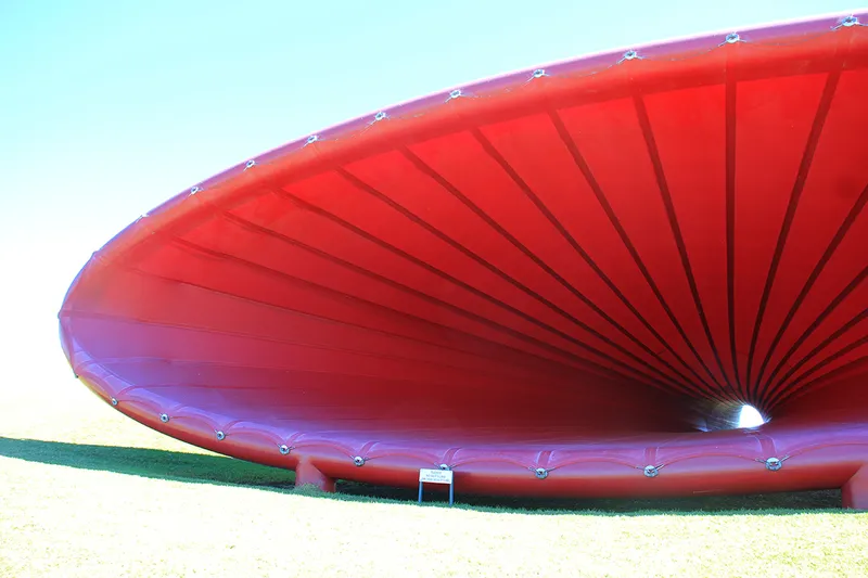big red round scuplture