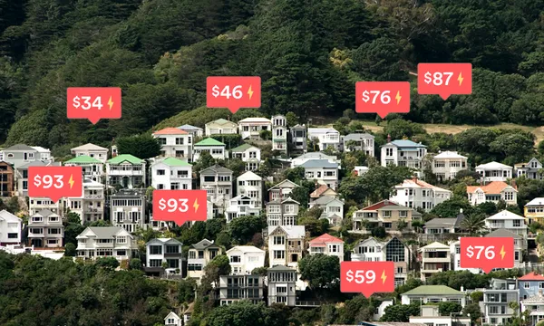 a collection of housing with price tags