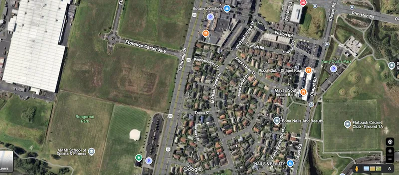 a screenshot of a suburb of flatbush with lots of streets named after Rugby players