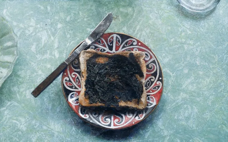 painting of Marmite on Toast With Green Formica