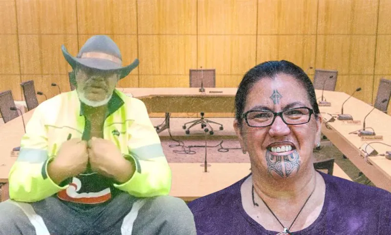 Former finance minister Ruth Richardson, an older woman with short hair, wearing a checked blazer and pounamu earrings and necklace, stands in a hallway at parliament. She is smiling and the room features chairs, a wooden door, and light-coloured walls with artwork.