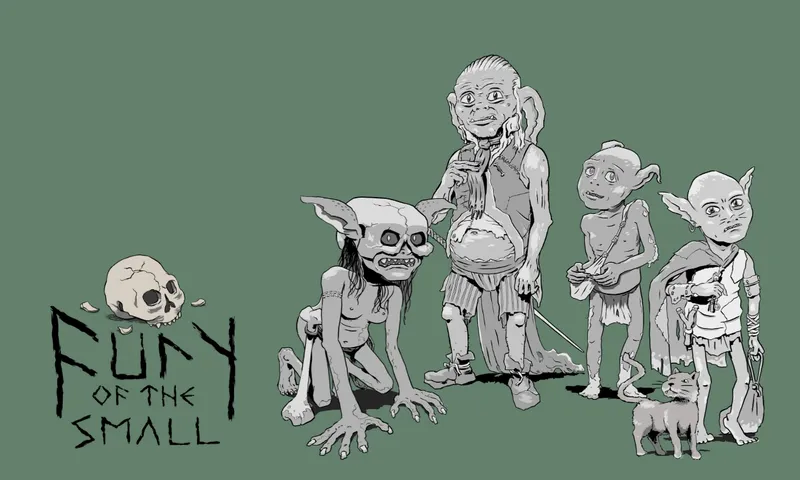 illustration of four goblin characters on a green background with the words fury of the small