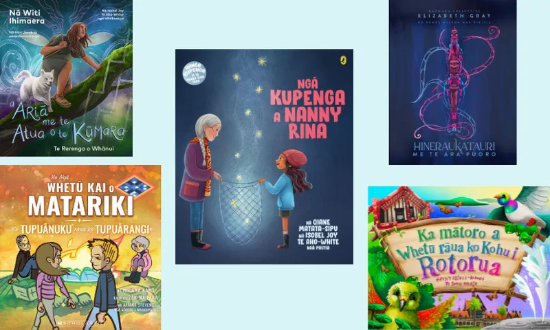 Te Kura Pounamu finalists' covers for 2025 awards.