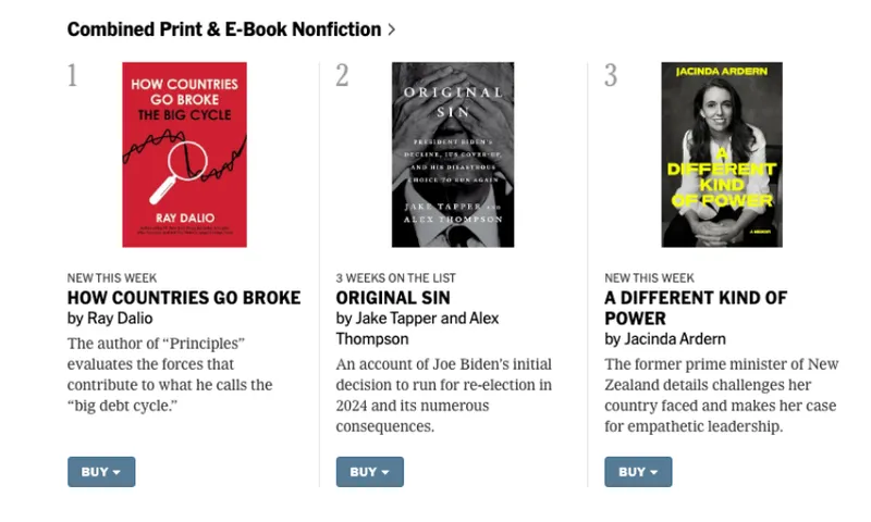 Ardern on the New York Times bestseller list - 1