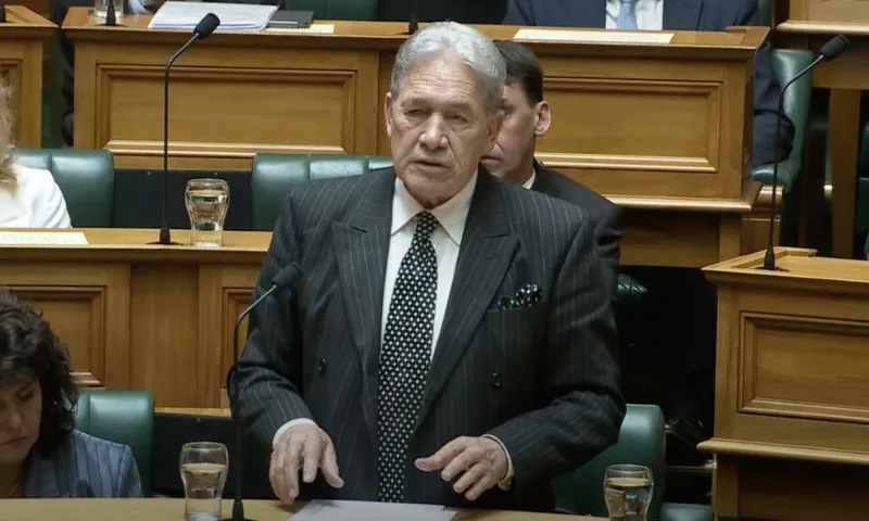 Winston Peters gives his speech on the Middle East in the House.