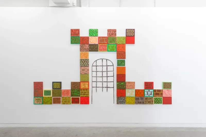 paintings arranged in castle shape