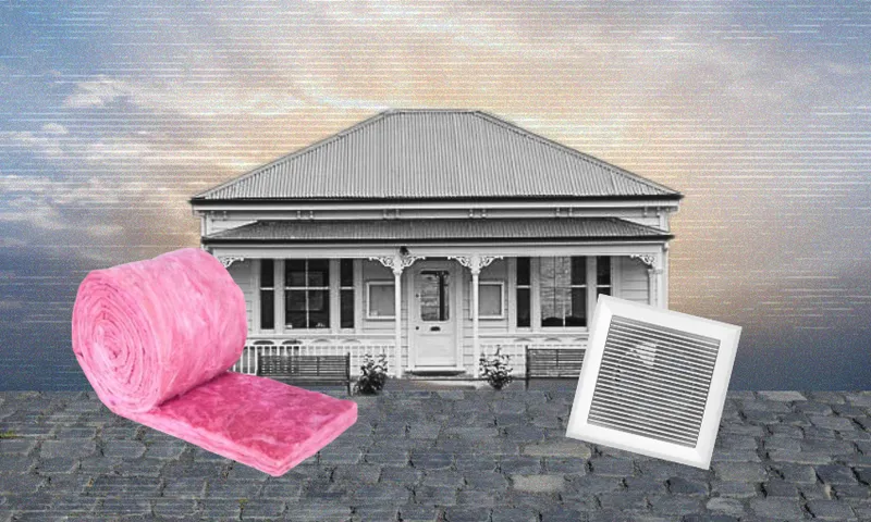 old house with pink batts and extractor fan