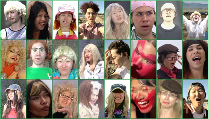 many frames of close-up faces very dramatic expressions