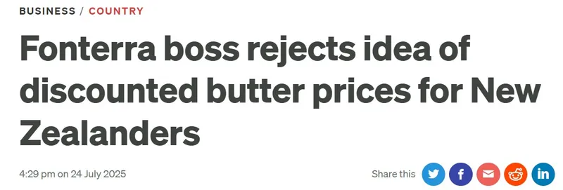 Fonterra rejects discounts for New Zealanders