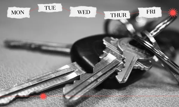 a black and white photo of a set of keys