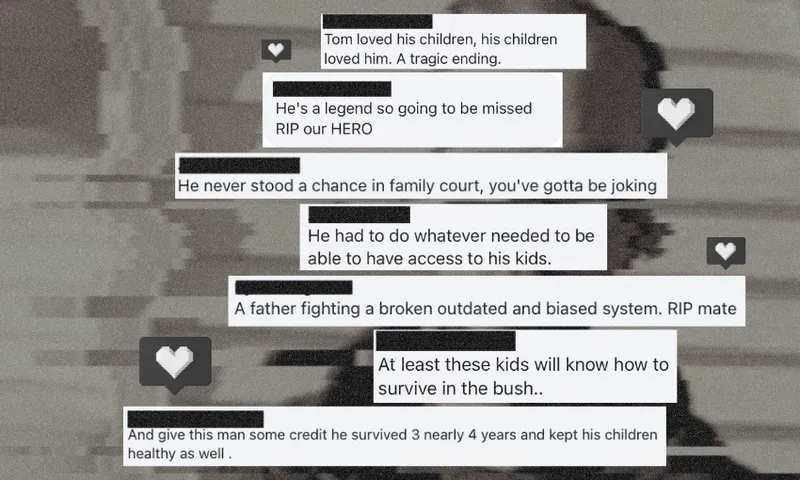 A black and white image of Tom Philips covered with supportive social media comments