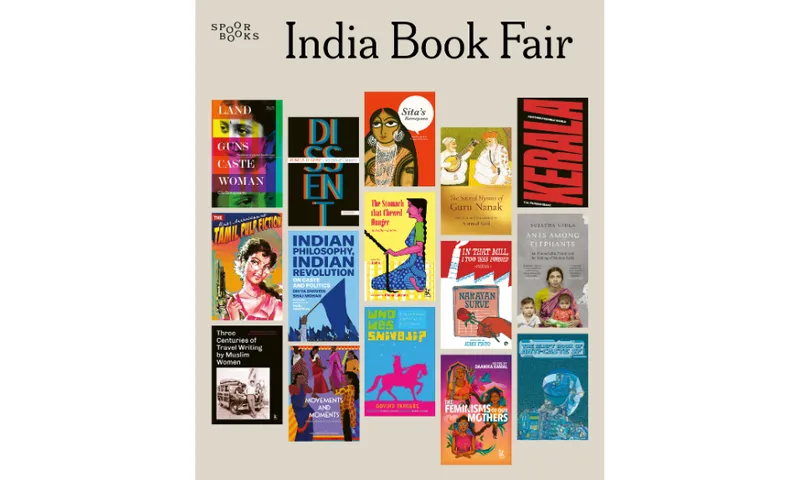 A grid of books with the words "India Book Fair" written above them.
