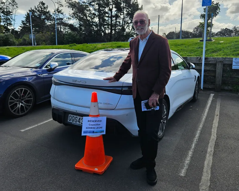Wayne Brown with Kerrin Leoni's road cone.