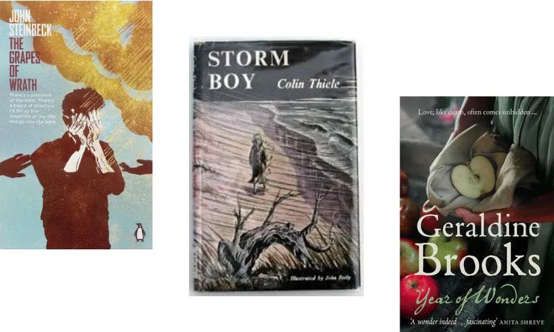 Three book covers descending.