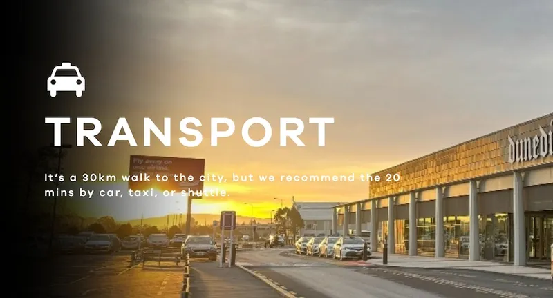 A screengrab of the road outside Dunedin Airport, with the sun setting in the background