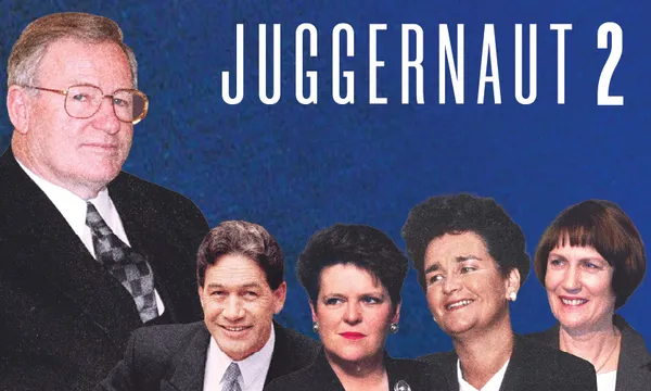 Five political figures, all wearing suit jackets, two men and three women on a dark blue textured background