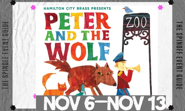 An image of Peter and the Wolf: bright lettering and drawings of animals following a boy with a trumpet. The frame around it says Nov 6 - Nov 13.