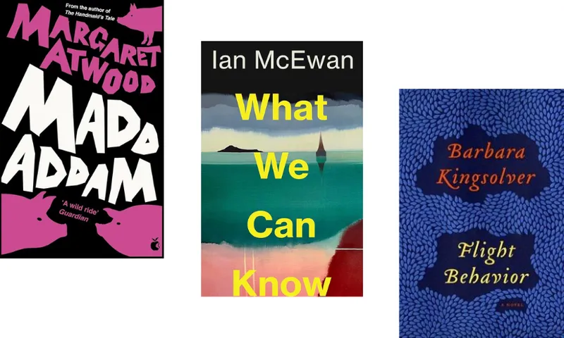 Three book covers descending.