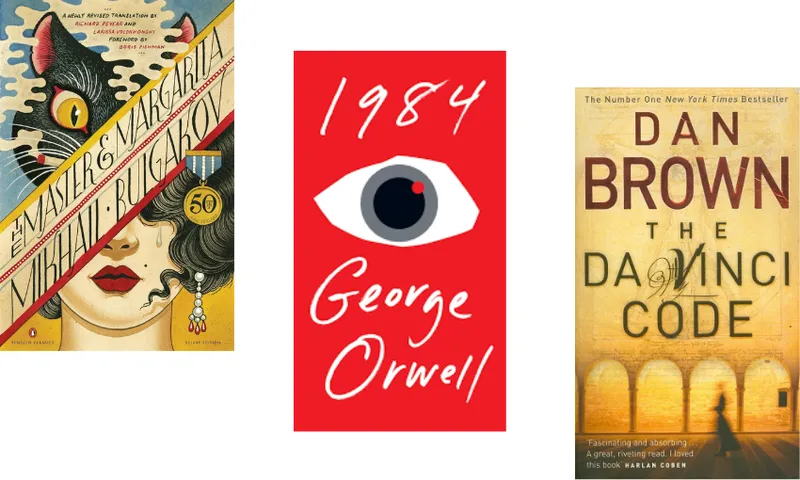 Three book covers descending.