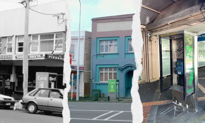 Phone booths on Hurstmere Road 1994, Jervois Road in 1996, Symonds Street 2025