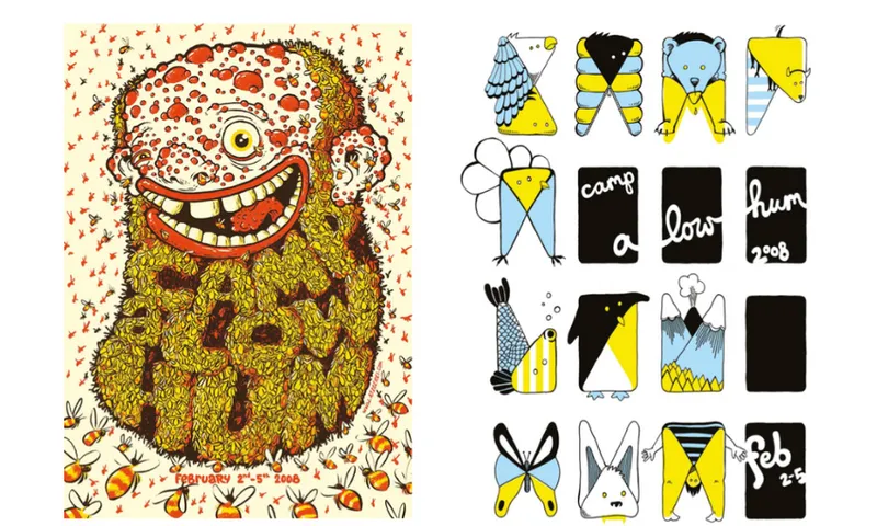 Two posters for Camp A Low Hum side by side