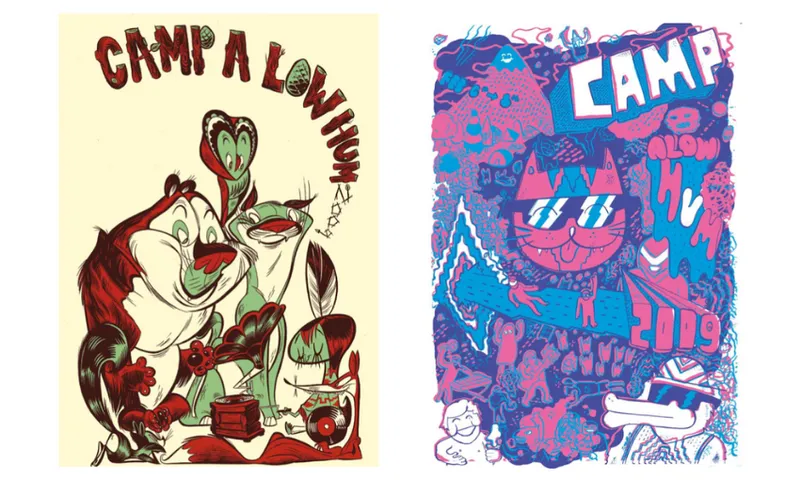Two posters for Camp A Low Hum side by side