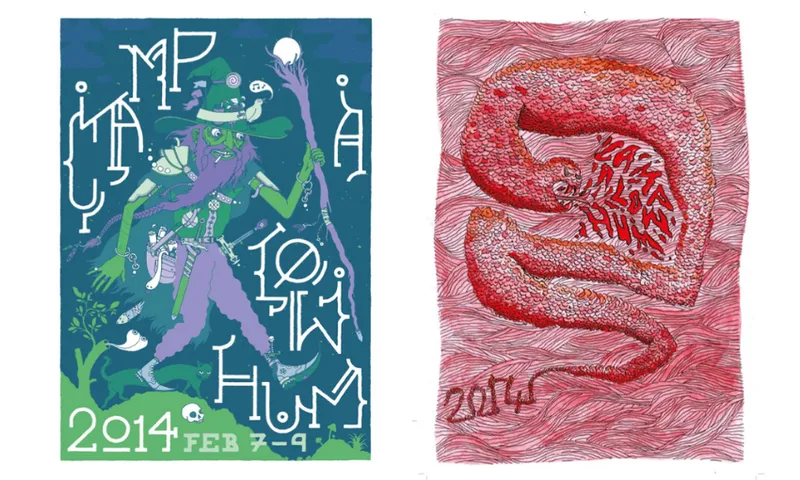 Two posters for Camp A Low Hum 2014 side by side