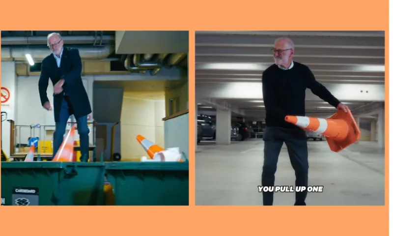Wayne Brown throws road cones
