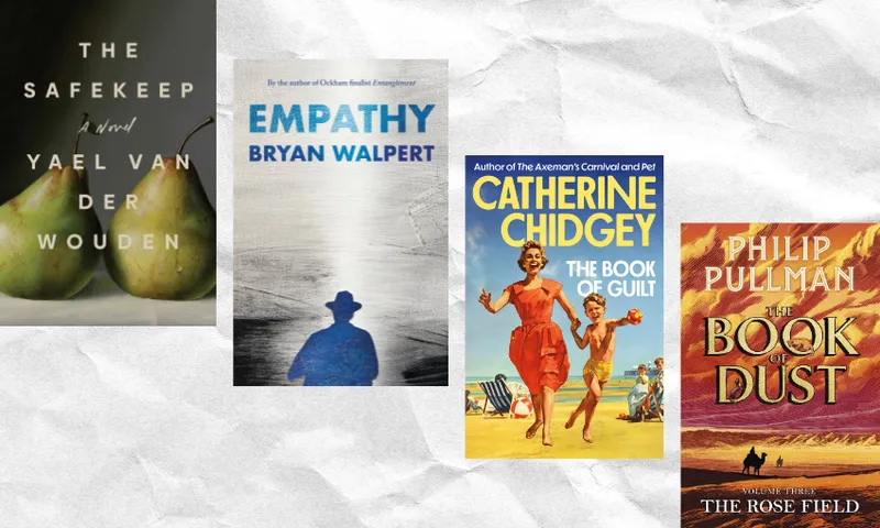 Four book titles arranged in a diagonal.